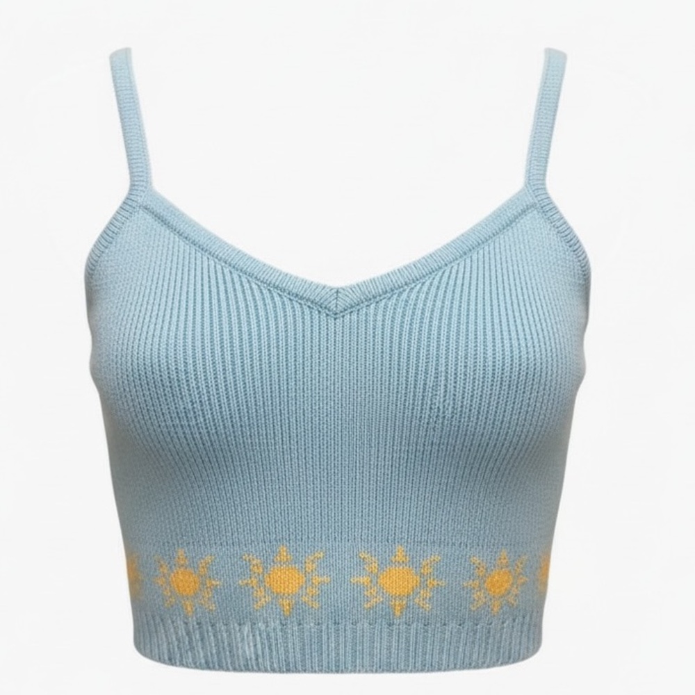 NWT: L.A. Hearts, Pac Sun Cami Tank Top, Cropped, Beachy, wave, knit, Sz S